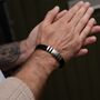 Men’s Adjustable Black Double Leather Bracelet – 12mm Woven Design With Stainless Steel Clasp, thumbnail 3 of 9