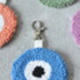 Evil Eye Punch Needle Keychain And Bag Tag, thumbnail 5 of 7