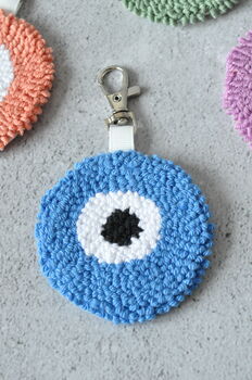 Evil Eye Punch Needle Keychain And Bag Tag, 5 of 7