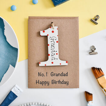 Personalised Grandad Birthday Card Wooden No. One, 2 of 2