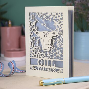 Personalised Taurus Star Sign Birthday Card, 6 of 8