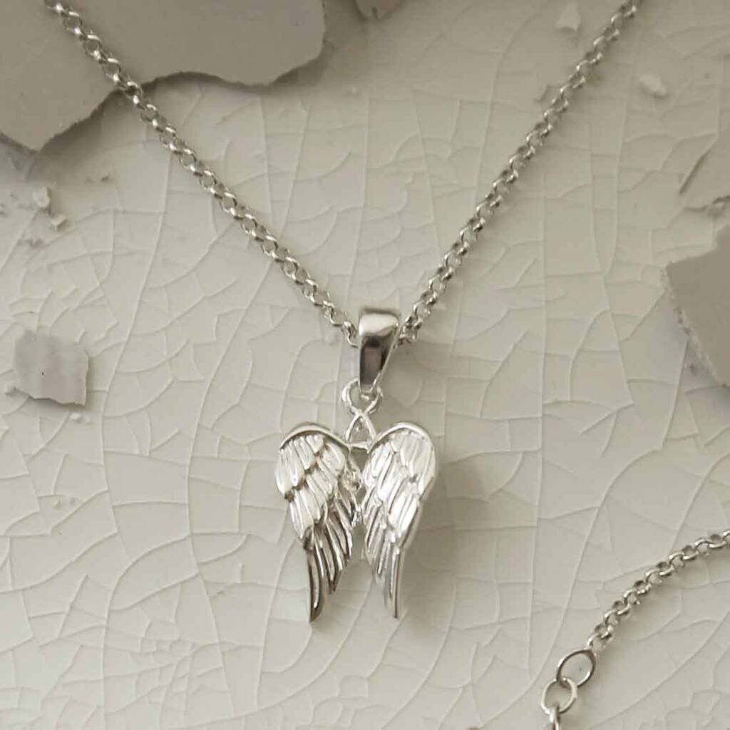 Sterling Silver Cherub Wings Necklace, 1 of 5