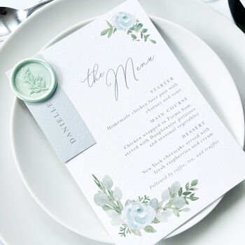 Eucalyptus Wedding Place Card Menus, 3 of 3