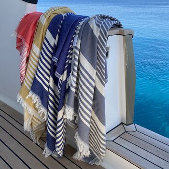 Amalfi Striped Peshtemal Towel Pebble Grey, 9 of 12
