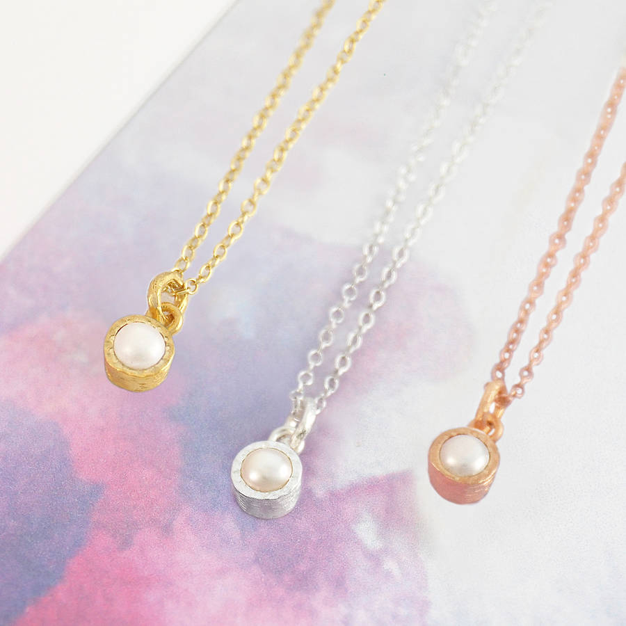 Pearl June Birthstone Rose Gold Plated Silver Necklace By Embers 