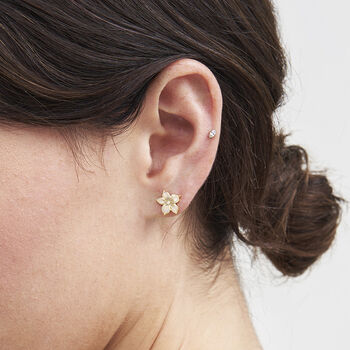 Gold Jasmine And Pearl Stud Earrings, 2 of 7