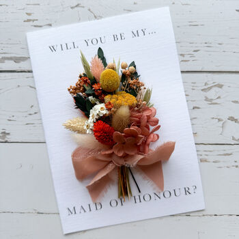 Flower Girl Bridesmaid Proposal Dried Flower Bunch Card, 2 of 5