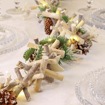 Natural LED Garland Christmas Table Centrepiece, 4 of 5