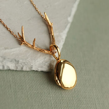 Personalized Antler Locket Necklace, 5 of 10