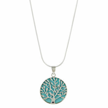 Tree Of Life Healing Turquoise Or Pearl Silver Necklace, 2 of 12