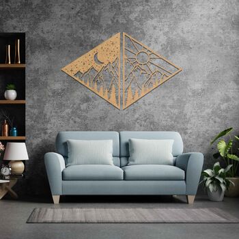 Day And Night Triangular Wall Art Wooden Decor, 8 of 9