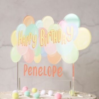 Personalised Pastel Balloon Cake Topper, 5 of 5