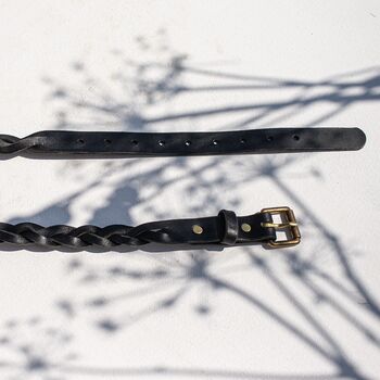 Plaited Black Italian Leather Belt, 3 of 4