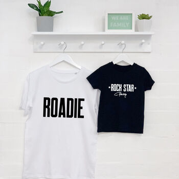 Rock Star And Roadie Father And Child T Shirt Set, 2 of 5