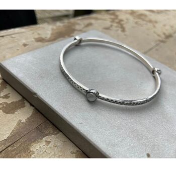 925 Silver Tri Stone Bangle, Moonstone, 4 of 4