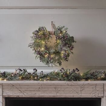 Pre Lit Purple Berry Heart Wreath, 5 of 6