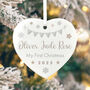 My First Christmas Baby Garland Ceramic Heart Hanging Decoration Bauble+ Gift Box, thumbnail 7 of 7