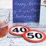 Speed Sign 40/50 Mph Birthday Coaster, thumbnail 1 of 3