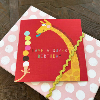 Giraffe Ice Cream Birthday Card, 4 of 4