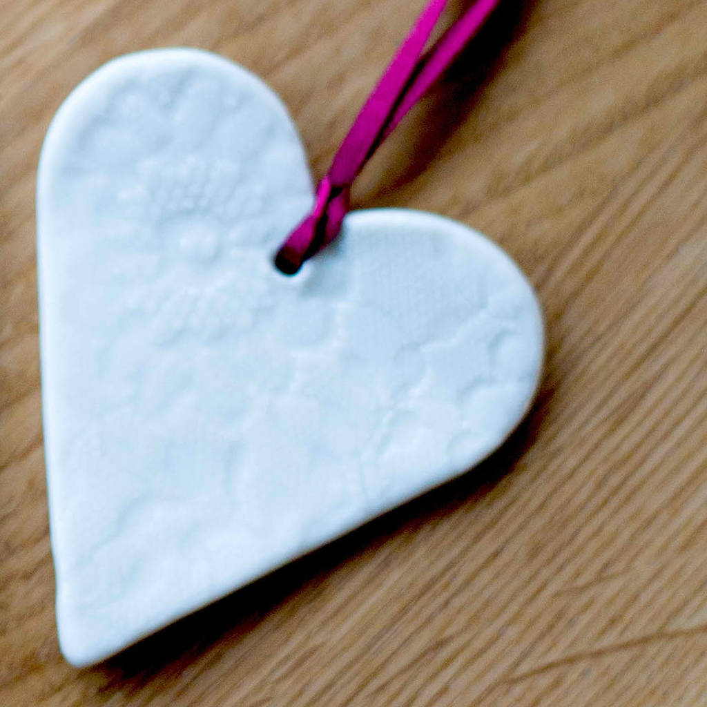 porcelain ceramic heart decoration by kirsty adams ceramics
