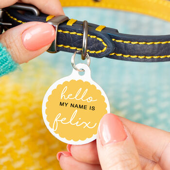 Personalised Circle Hello Scallop Pet ID Tag, 5 of 12