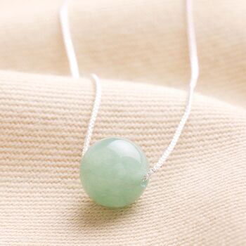 Semi Precious Stone Ball Pendant Necklace In Silver, 2 of 8