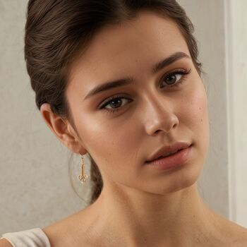 Gold Art Deco Harp Earrings, 2 of 8