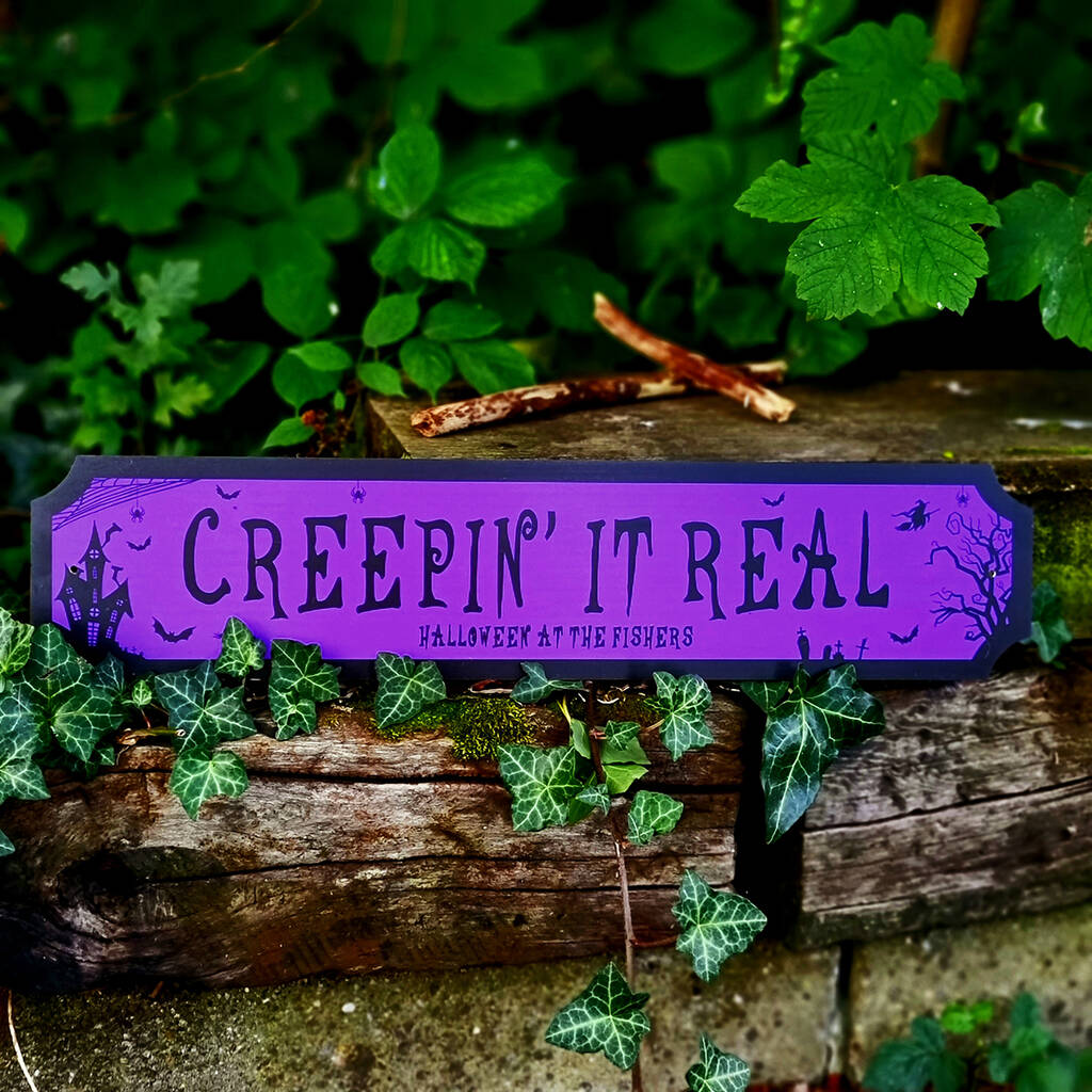 Personalised “Creepin It Real” Halloween Street Sign, 1 of 2