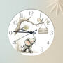 Jungle Themed Nursery Clock With Baby Elephant, thumbnail 1 of 6