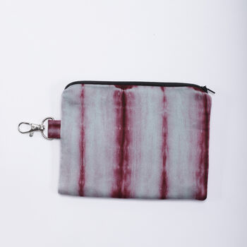 Tie And Dye Grey And Maroon Silk Zipped Pouch Bag, 4 of 4
