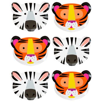 Party Animals Tiger And Zebra Face Plates X 12, 5 of 5