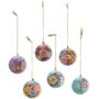 Handmade Papermache Christmas Baubles Set Of Six, thumbnail 1 of 2