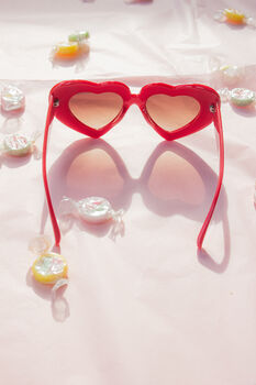 Red Chunky Oversized Heart Sunglasses, 4 of 6