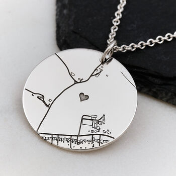 Custom Street Map Recycled Silver Necklace, 7 of 12