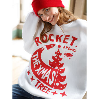 Rocket Around The Christmas Tree Women's Jumper, 5 of 8