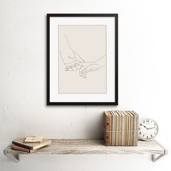 Line Hands Holding Minimalist Artwork Wall Art Print, 2 of 3