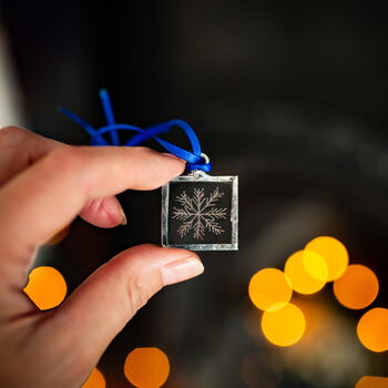 Snowflake Engraved Glass Christmas Tree Decoration, 2 of 6