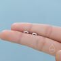 Extra Tiny Curved Bar Cz Internally Flat Back Earrings In Sterling Silver, thumbnail 5 of 10