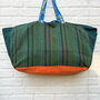 Vintage Ikea Bag Silky Blue Satins And Stripes, thumbnail 4 of 7