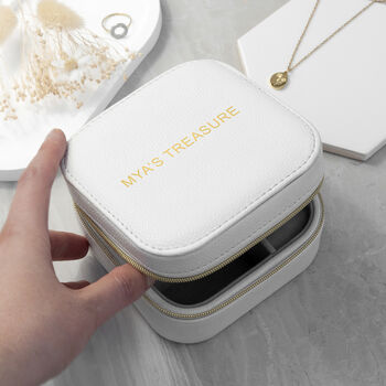 Personalised Bold Message White Travel Jewellery Case, 7 of 10