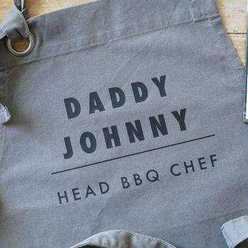 Personalised 'Head BBQ Chef' Grey Apron, 3 of 4