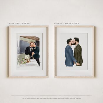 Personalised Couple Portrait – Hand Drawn Watercolour Lgbtq Gift, 2 of 11