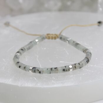 Gemstone Boho Beaded Adjustable Friendship Bracelet Silver Beads, 7 of 10