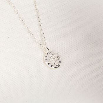 Small Hammered Cubic Zirconia Star Pendant, 4 of 5