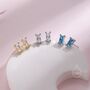 Sterling Silver Tiny Baguette Cz Stud Earrings, thumbnail 5 of 9