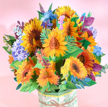 Pop Up 3D Card Bouquet Of Sunflowers, 3 of 3