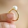 Hammered Finish Freshwater Pearl Ring In Gold Plating, thumbnail 1 of 6