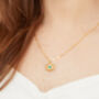 Green Cz Evil Eye 24kt Gold Plated Art Deco Necklace, thumbnail 1 of 5