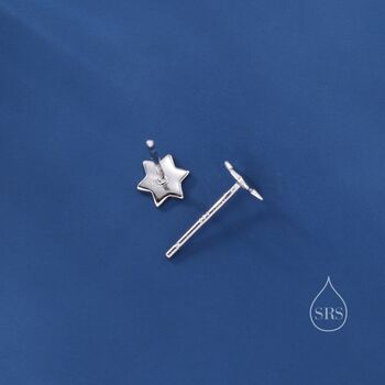 Sterling Silver Minimalist Star Of David Star Stud Earrings, 3 of 12