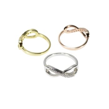 Infinity Ring, Cz, Rose Or Gold Vermeil On 925 Silver, 8 of 12